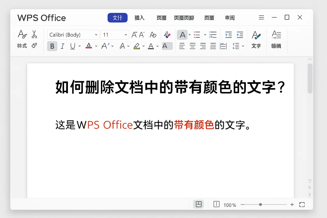 WPS Office如何删除文档中的带有颜色的文字?