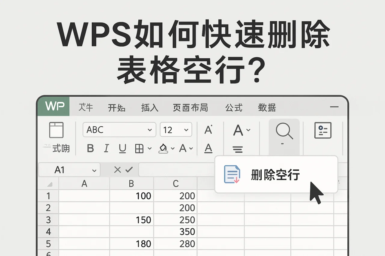 WPS如何快速删除表格空行?