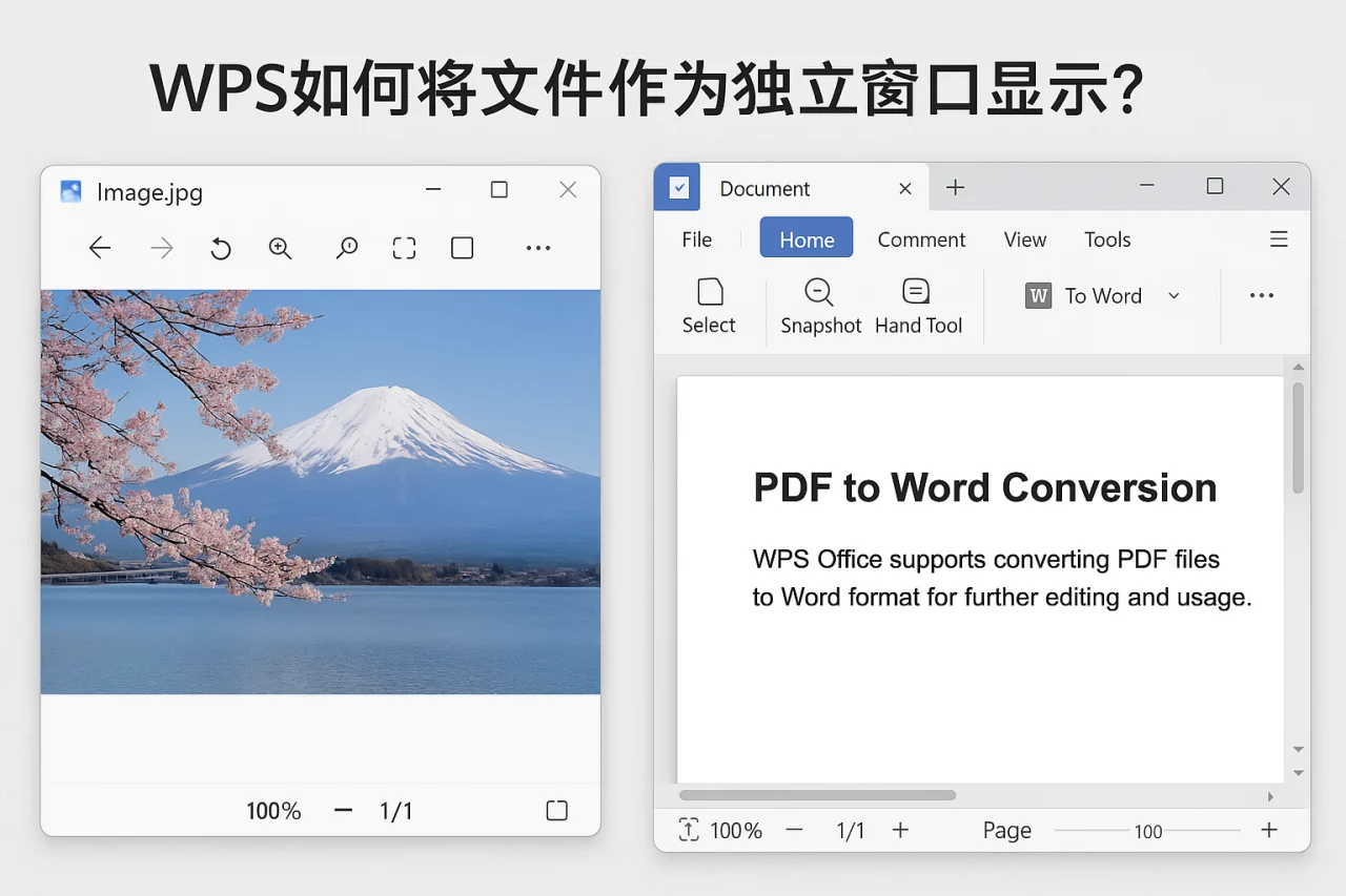 WPS如何将文件作为独立窗口显示?