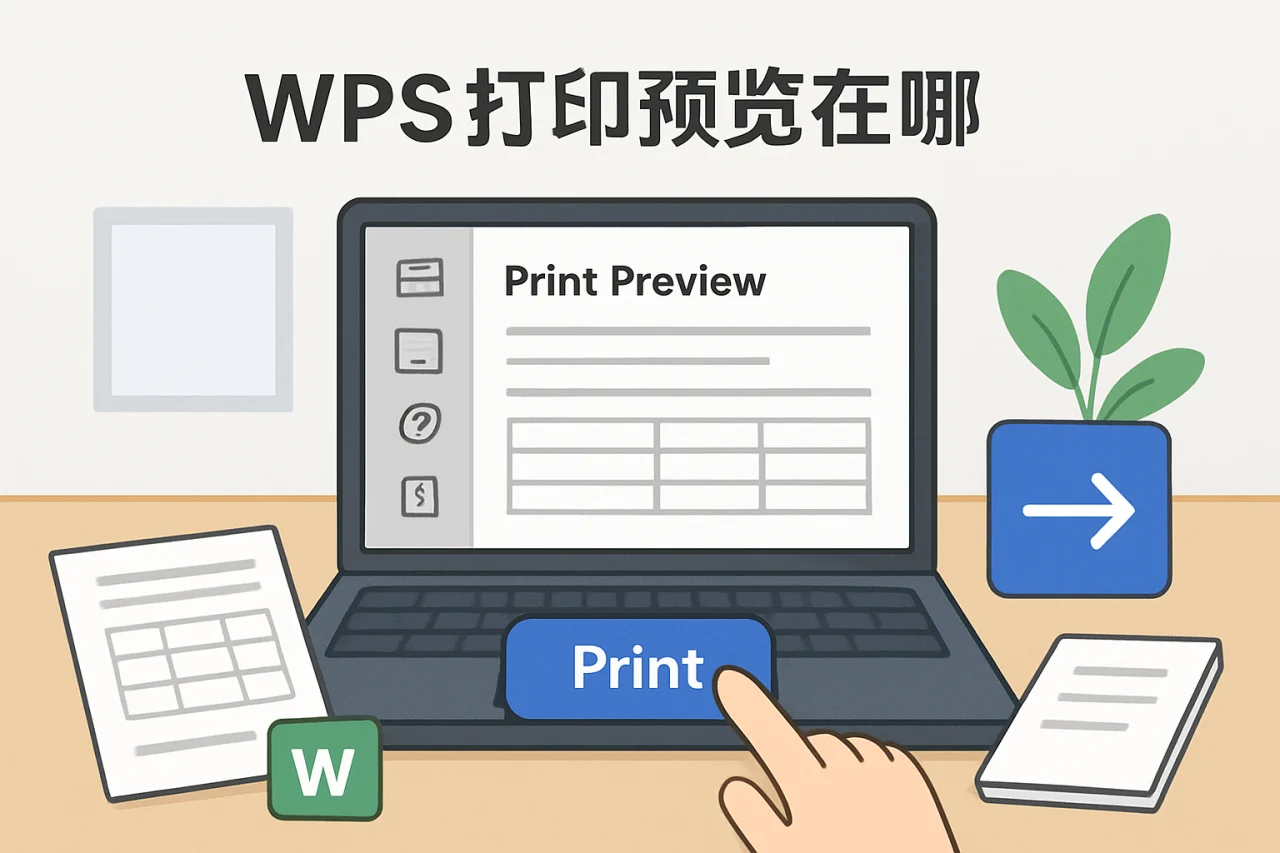 wps打印预览在哪